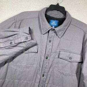 George Quilted Shirt Jacket Mens 2XL Grey Sherpa Lined Herringbone Shacket